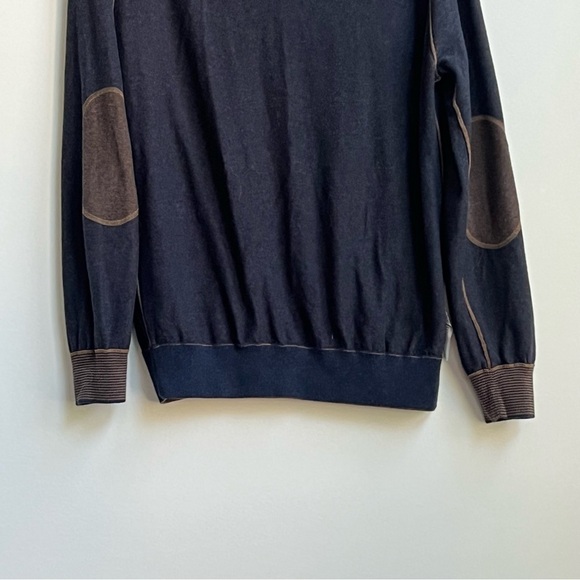 Raffi Reversible Vanise Henley Venley sweater Shirt Brownstone/Clay Elbow Patch - Picture 16 of 16